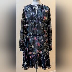 Kenzie Smudge Floral Embroidered Mini Dress Size 8